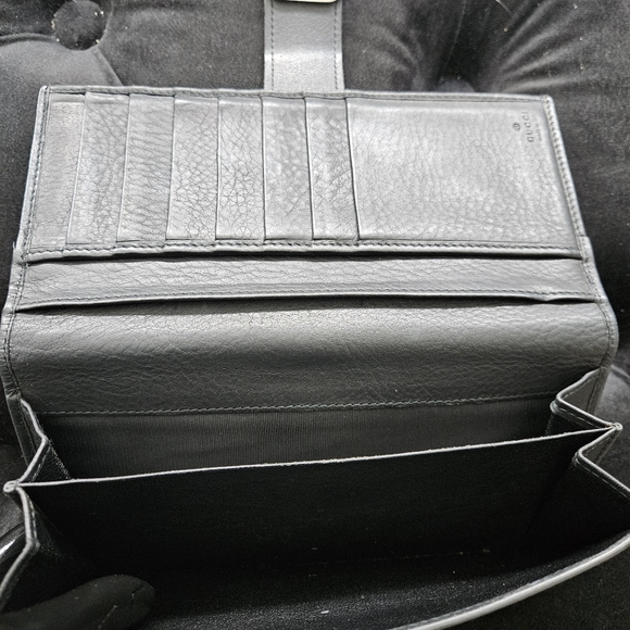 Gucci Long Black Leather InterlockingG Bifold Continental Long Wallet GG - Picture 3 of 6